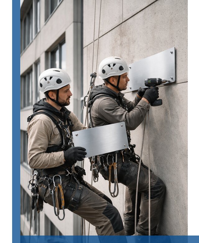 Монтаж табличек и указателей в Керчи для зданий и сооружений