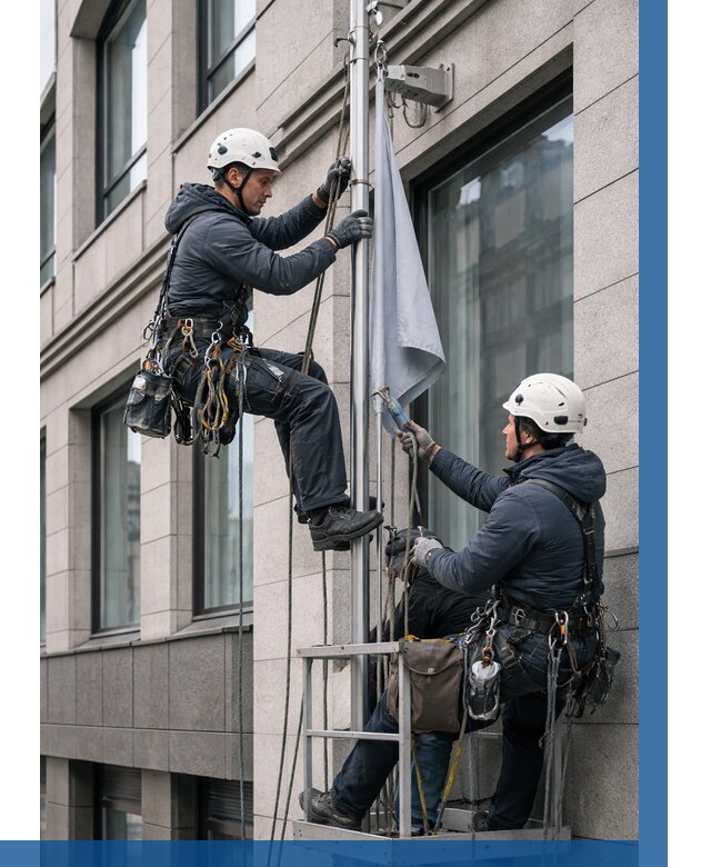 Установка флагов на фасаде в Керчи от 4595 р. | ВЫСОТНИК-Крч