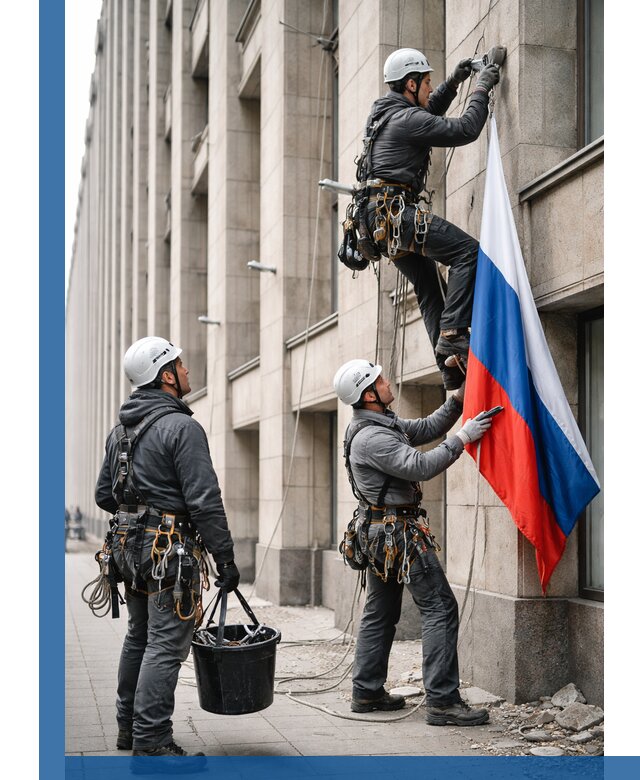 Профессиональная установка флагов на фасаде в Керчи