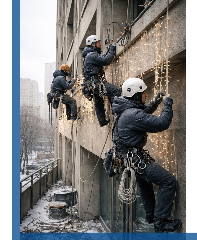 Монтаж новогодней иллюминации и украшение фасадов в Керчи