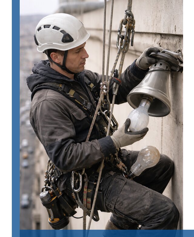 Замена ламп на высоте в Керчи профессионально и быстро