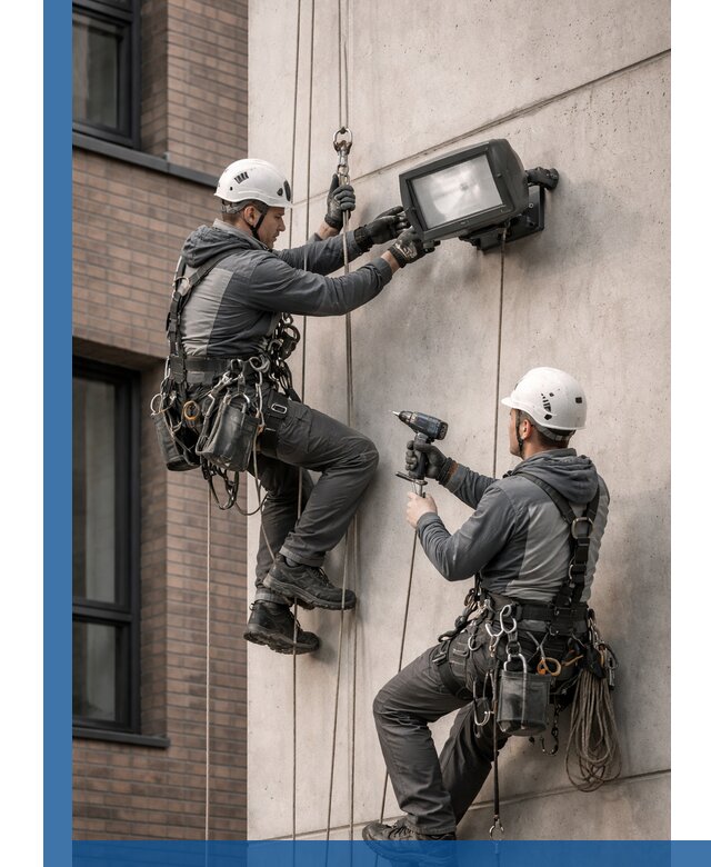 Профессиональный монтаж фасадных прожекторов в Керчи под ключ