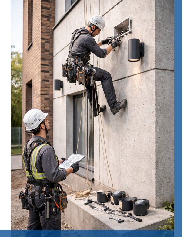 Монтаж фасадного освещения в Керчи от 2553 р. | ВЫСОТНИК-Крч