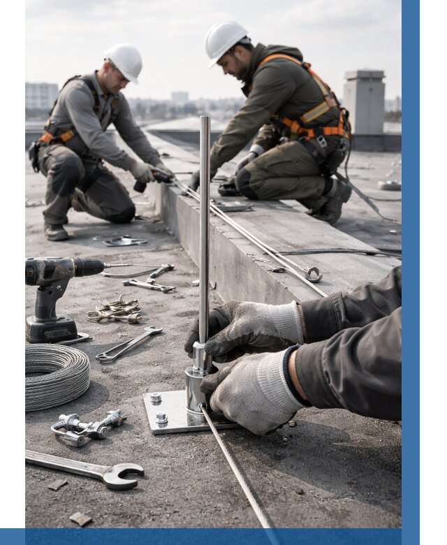 Монтаж молниезащиты на кровле в Керчи цена от 25530 р. | ВЫСОТНИК-Крч