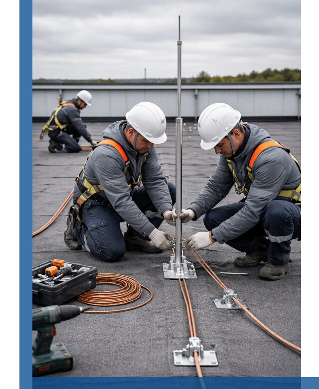 Монтаж молниезащиты на кровле в Керчи под ключ с гарантией