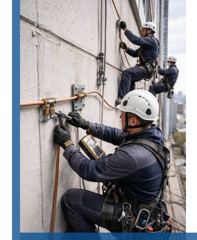 Монтаж системы заземления здания и молниезащиты в Керчи