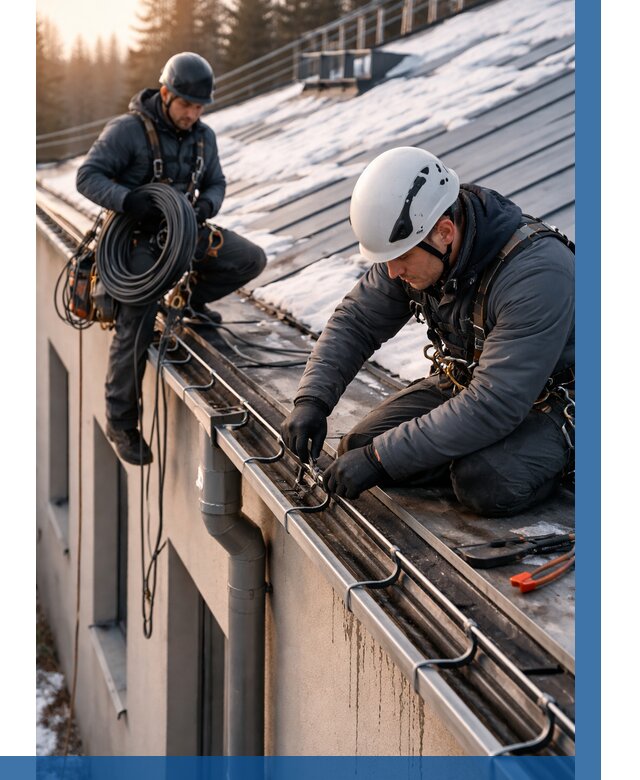 Монтаж греющего кабеля на кровле в Керчи от 460 р. | ВЫСОТНИК-Крч