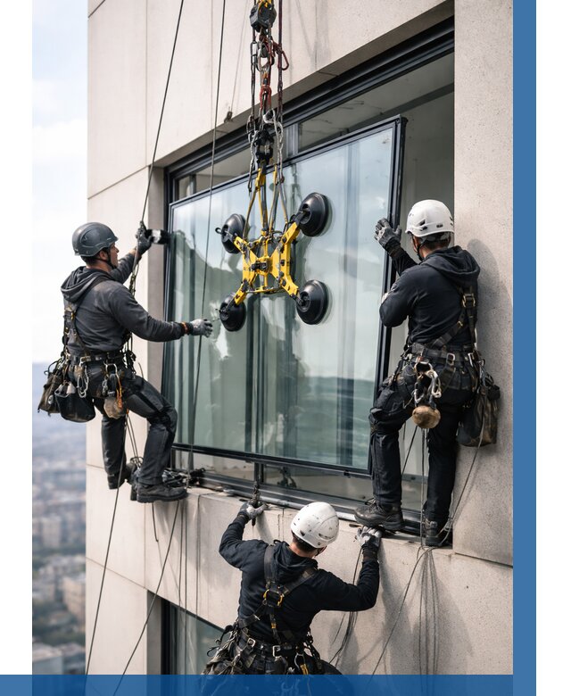 Монтаж стеклопакетов на высоте в Керчи от 3268 р. | ВЫСОТНИК-Крч