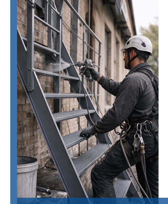 Покраска и антикоррозионная защита пожарных лестниц в Керчи