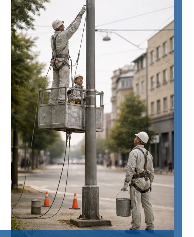 Покраска опор освещения в Керчи от 5106 р. | ВЫСОТНИК-Крч