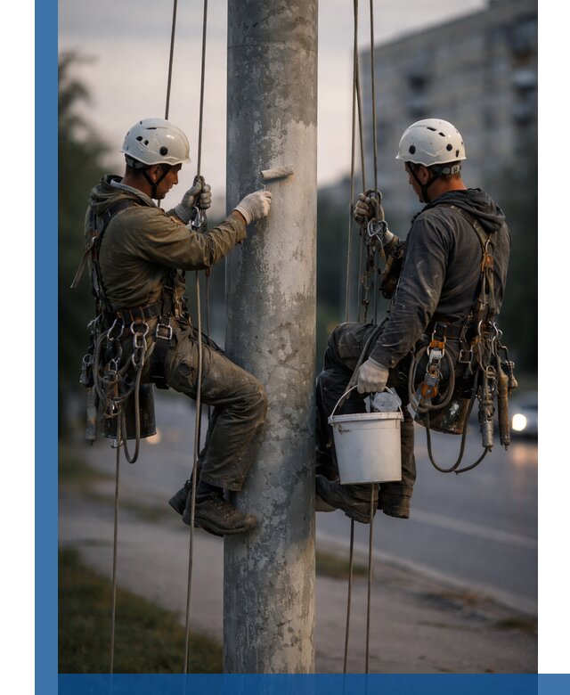 Покраска опор освещения и антикоррозийная защита в Керчи