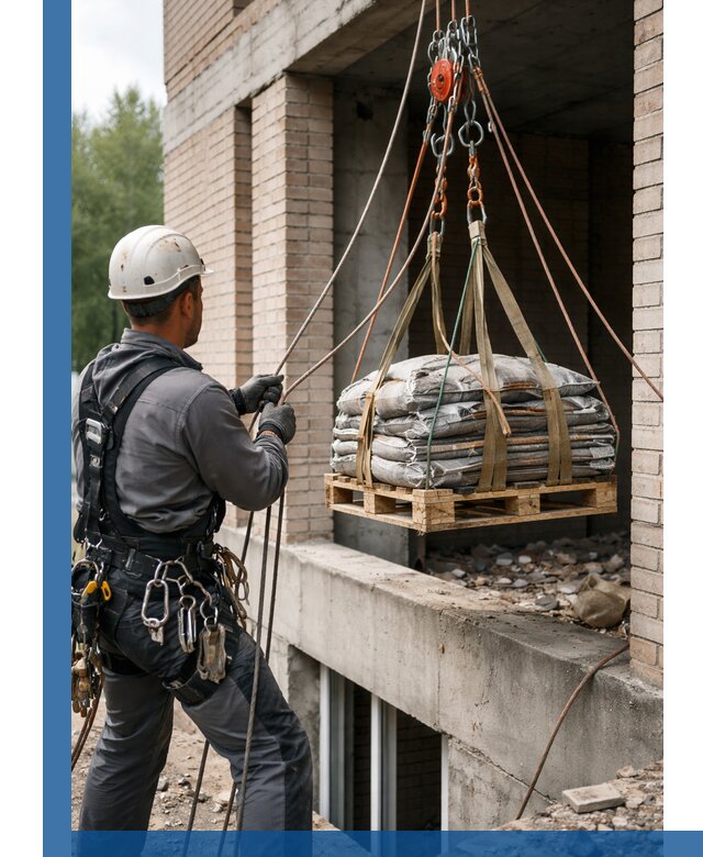 Подъем материалов на этаж веревками в Керчи оперативно