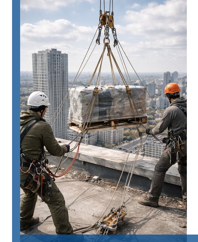 Подъем и монтаж крупногабаритных грузов на крышу в Керчи