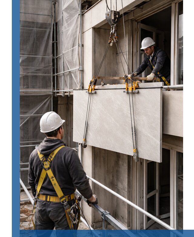 Подъем керамогранита на этаж в Керчи грузчиками и техникой