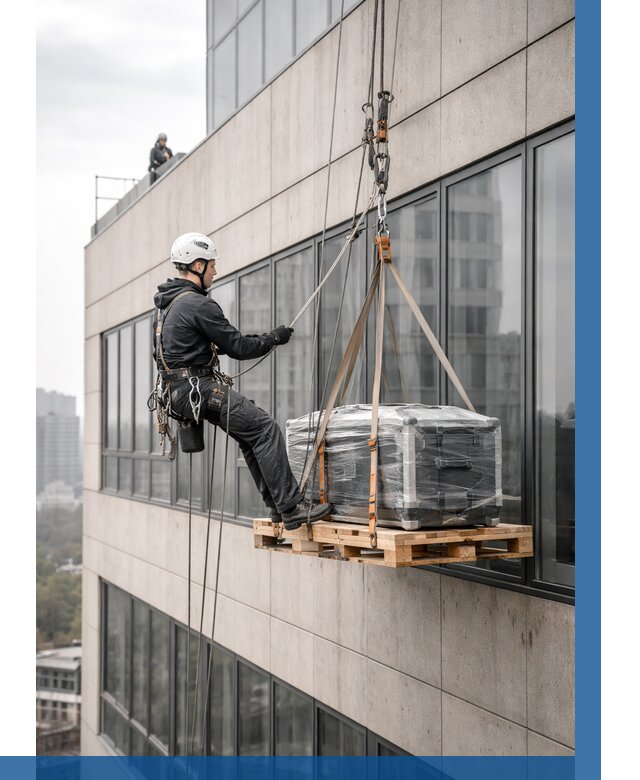 Спуск груза по фасаду в Керчи от 3574 р. | ВЫСОТНИК-Крч