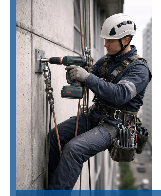 Установка анкерных точек для высотных работ в Керчи