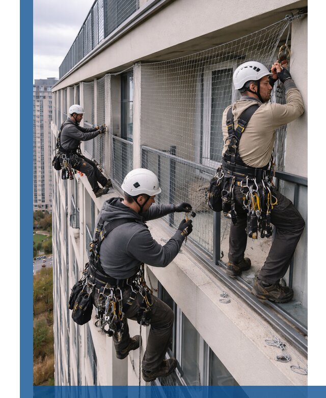 Профессиональный монтаж защитной сетки от птиц в Керчи